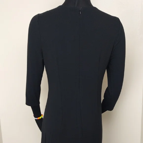 Ann Taylor Petite Black Drop Waist Pleated Dress 3/4 Sleeve 10P - Picture 3 of 12